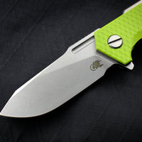 Hinderer Halftrack Neon Green G-10/Titanium Handle Stonewash Slicer Blade Gen 6 Tri-Way Pivot System