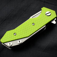 Hinderer Halftrack Neon Green G-10/Titanium Handle Stonewash Slicer Blade Gen 6 Tri-Way Pivot System