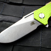 Hinderer Halftrack Neon Green G-10/Stonewash Bronze Handle Stonewash Slicer Blade Gen 6 Tri-Way Pivot System
