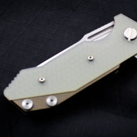 Hinderer Halftrack Translucent Green G-10/Stonewash Bronze Handle Stonewash Slicer Blade Gen 6 Tri-Way Pivot System