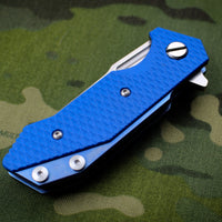 Hinderer Halftrack Blue G-10/Stonewash Blue Handle Stonewash Slicer Blade Gen 6 Tri-Way Pivot System