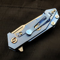 Hinderer Halftrack Orange & Black G-10/Stonewash Blue Handle Stonewash Slicer Blade Gen 6 Tri-Way Pivot System