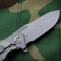 Hinderer Halftrack Coyote Tan G-10/Working Finish Titanium Handle Working Finish Slicer Blade Gen 6 Tri-Way Pivot System