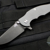 Hinderer Jurassic Spearpoint Grey G-10 Battle Black Titanium and Blade Gen 6 Tri-Way Pivot System