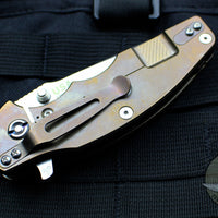 Hinderer Jurassic Spearpoint Coyote G-10 3.375" Stonewash Bronze Handle Stonewash Finish Blade Gen 6 Tri-Way Pivot System