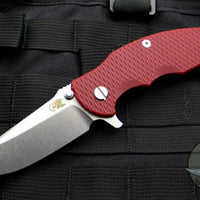 Hinderer Jurassic Spearpoint Red G-10 3.375" Stonewash Bronze Handle Stonewash Finish Blade Gen 6 Tri-Way Pivot System