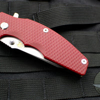 Hinderer Jurassic Spearpoint Red G-10 3.375" Stonewash Bronze Handle Stonewash Finish Blade Gen 6 Tri-Way Pivot System