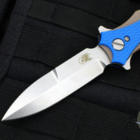 Hinderer Maximus Folding Knife- Bayonet Edge- Stonewash Bronze Finished Ti and Stonewash Blade- Blue G-10- Tri-Way System