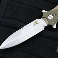 Hinderer Maximus Folding Knife- Bayonet Edge- Stonewash Bronze Finished Ti and Stonewash Blade- OD Green G-10- Tri-Way System