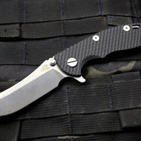 Hinderer XM-18 3.0" Skinner Stonewash Bronze Ti With Stonewash Blade Finish Black G-10 Gen 6 Tri-Way Pivot System