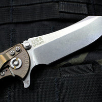 Hinderer XM-18 3.0" Skinner Stonewash Bronze Ti With Stonewash Blade Finish Black G-10 Gen 6 Tri-Way Pivot System