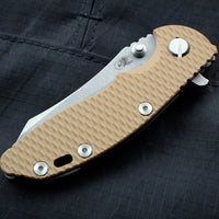 Hinderer XM-18 3.0" Skinner Working Finish Ti With Working Finish Blade Finish Coyote G-10 Gen 6 Tri-Way Pivot System