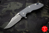 Hinderer XM-18 3.5" Bowie Grey G-10, Battle Blue Handle Working Finish Blade Gen 6 Tri-Way Pivot System