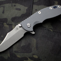 Hinderer XM-18 3.5" Bowie Grey G-10, Battle Blue Handle Working Finish Blade Gen 6 Tri-Way Pivot System