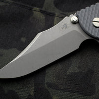 Hinderer XM-18 3.5" Bowie Grey G-10, Battle Blue Handle Working Finish Blade Gen 6 Tri-Way Pivot System