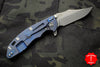 Hinderer XM-18 3.5" Bowie Grey G-10, Battle Blue Handle Working Finish Blade Gen 6 Tri-Way Pivot System