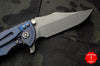 Hinderer XM-18 3.5" Bowie Grey G-10, Battle Blue Handle Working Finish Blade Gen 6 Tri-Way Pivot System