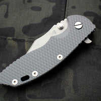 Hinderer XM-18 3.5" Bowie Grey G-10, Battle Blue Handle Working Finish Blade Gen 6 Tri-Way Pivot System