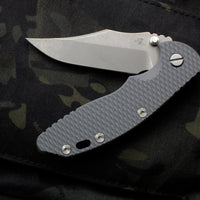 Hinderer XM-18 3.5" Bowie Grey G-10, Battle Blue Handle Working Finish Blade Gen 6 Tri-Way Pivot System