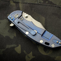 Hinderer XM-18 3.5" Bowie Grey G-10, Battle Blue Handle Working Finish Blade Gen 6 Tri-Way Pivot System