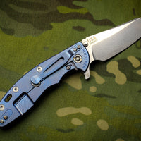 Hinderer XM-18 3.5" Skinny Sheepsfoot Stonewash Blue Handle Stonewash Blade OD Green G-10 Gen 6 Tri-Way Pivot System