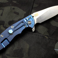 Hinderer XM-18 3.5" OD Green G-10 Slicer Edge Stonewash Blue Finish Stonewash Blade Gen 6 Tri-Way Pivot System