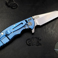 Hinderer XM-18 3.0" Wharncliffe Black G-10 -With Stonewash Blue Finished Ti Handle and Stonewashed Blade Gen 6 Tri-Way Pivot System