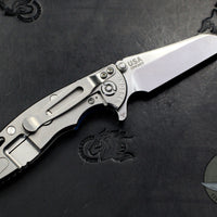 Hinderer XM-18 3.0" Wharncliffe Blue/Black G-10 -With Stonewash Finished Ti Handle and Blade Gen 6 Tri-Way Pivot System