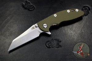 Hinderer XM-18 3.0" Wharncliffe OD Green G-10 -With Stonewash Bronze Finished Ti Handle and Stonewashed Blade Gen 6 Tri-Way Pivot System