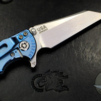 Hinderer XM-18 3.0" Wharncliffe Translucent Green G-10 -With Stonewash Blue Finished Ti Handle and Stonewashed Blade Gen 6 Tri-Way Pivot System