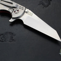 Hinderer XM-18 3.5"- Fatty Wharncliffe- Stonewash Titanium And Red G-10 Handle- Stonewash Blade