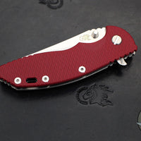 Hinderer XM-18 3.5"- Fatty Wharncliffe- Stonewash Titanium And Red G-10 Handle- Stonewash Blade