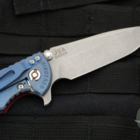 Hinderer XM-18 3.5" Spanto Edge- Battle Blue Titanium And Red G-10 Handle- Working Finish S45VN Blade