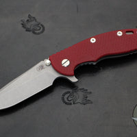 Hinderer XM-18 3.5" Spanto Edge- Working Finish Titanium And Red G-10- Working Finish S45VN Blade