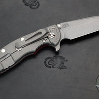 Hinderer XM-18 3.5" Spanto Edge- Working Finish Titanium And Red G-10- Working Finish S45VN Blade