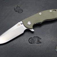 Hinderer XM-18 3.5"- Spearpoint- Stonewash Finished Ti and OD Green G-10- Stonewash Finished S45VN Steel Blade