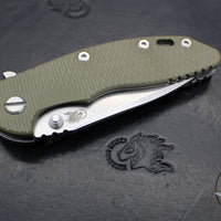 Hinderer XM-18 3.5"- Spearpoint- Stonewash Finished Ti and OD Green G-10- Stonewash Finished S45VN Steel Blade