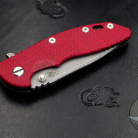Hinderer XM-18 3.5" Recurve Edge Red G-10 Battle Bronze Finished Ti and Blade Gen 6 Tri-Way Pivot System