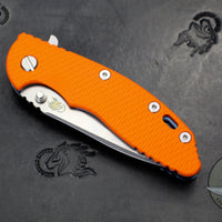 Hinderer XM-18 3.5" Recurve Edge Orange G-10 Stonewash Blue Finished Ti and Stonewash Finished Blade Gen 6 Tri-Way Pivot System