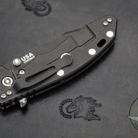 Hinderer XM-18 3.5"- Skinny Harpoon Spanto- Red G-10 - Battle Black Finished Titanium and Blade- Gen 6 Tri-Way Pivot System
