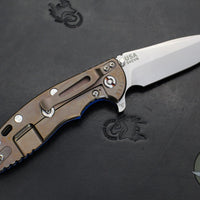 Hinderer XM-18 3.5" Spanto Edge- Stonewash Bronze Finished Ti And Blue G-10 Handle- Stonewash Finished S45VN Blade