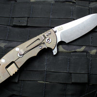 Hinderer XM-24 4.0" Sheepsfoot with Stonewash Bronze Handle Stonewash Blade Black G-10 Gen 6 Tri-Way Pivot System