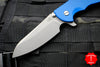 Hinderer XM-24 4.0" Sheepsfoot with Working Finish Handle and Blade Blue G-10 Gen 6 Tri-Way Pivot System