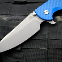 Hinderer XM-24 4.0" Sheepsfoot with Working Finish Handle and Blade Blue G-10 Gen 6 Tri-Way Pivot System