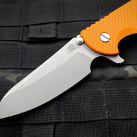 Hinderer XM-24 4.0" Sheepsfoot with Working Finish Handle and Blade Orange G-10 Gen 6 Tri-Way Pivot System