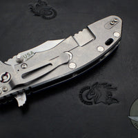 Hinderer XM-24 4.0" Bowie Edge- Stonewash Handle and Blade- Blue/Black G-10 Gen 6 Tri-Way Pivot System