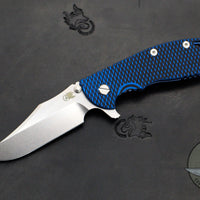 Hinderer XM-24 4.0" Bowie Edge- Stonewash Blue Ti Handle and Stonewash Blade- Blue/Black G-10 Gen 6 Tri-Way Pivot System