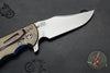 Hinderer XM-24 4.0" Bowie Edge with Stonewash Bronze Ti Handle and Stonewash Blade Blue G-10 Gen 6 Tri-Way Pivot System