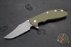 Hinderer XM-24 4.0" Bowie Edge- Working Finish Handle and Blade- OD Green G-10 Gen 6 Tri-Way Pivot System