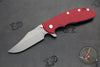 Hinderer XM-24 4.0" Bowie Edge- Working Finish Handle and Blade- Red G-10 Gen 6 Tri-Way Pivot System